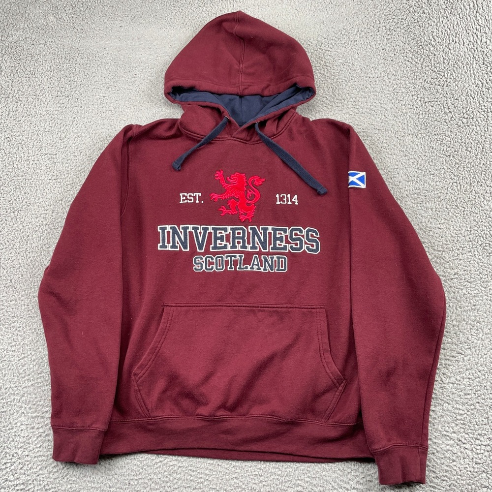Pride of Scotland Hoodie Mens XL Burgundy Inverness Scotland Lion Pullover